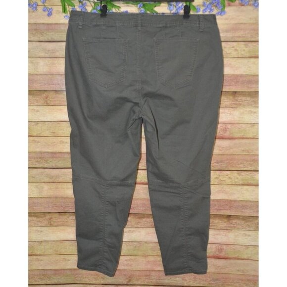 Lane Bryant Plus Size 24 Olive Army Green Straight Leg Pant Jean Pockets Stretch - Picture 4 of 8